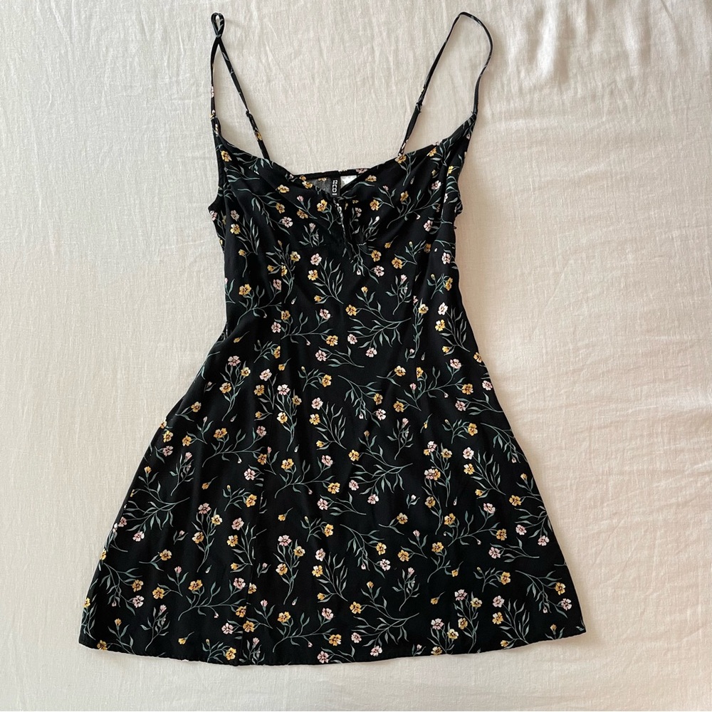 Black floral print dress